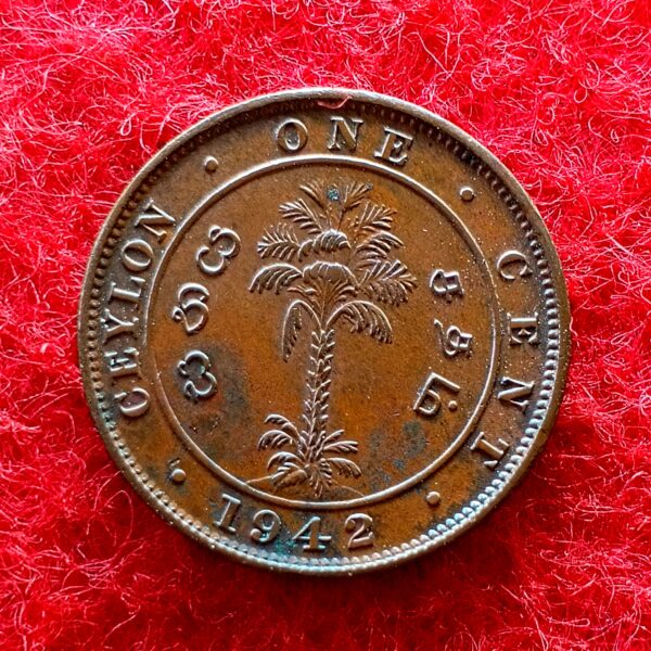 Ceylon (Sri Lanka) 1 Cent - George VI 1942 Coin