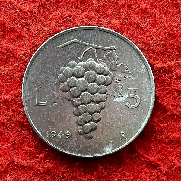 Italy 5 Lire 1949 Coin 