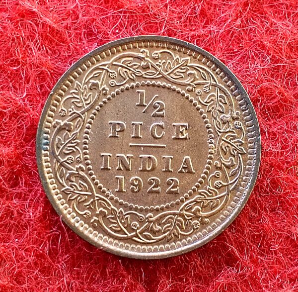 British India 1/2 Pice - George V 1922 UNC Coin