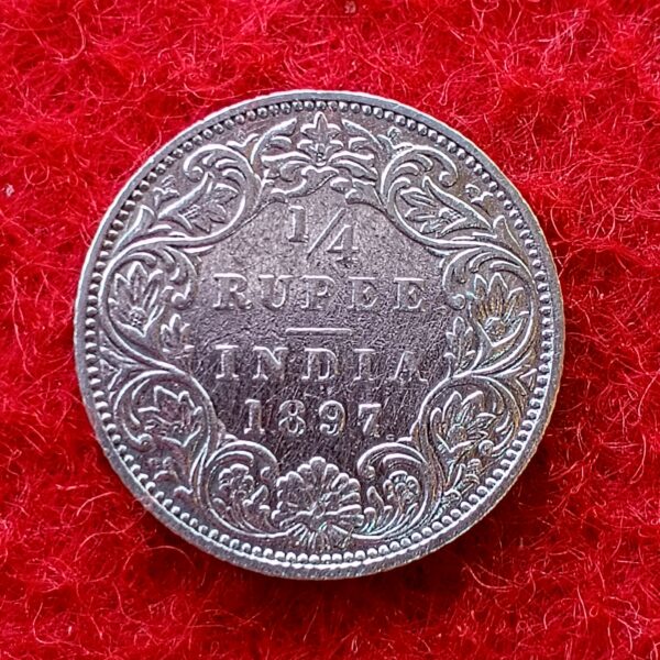 British India 1/4 Rupee - Victoria Empress 1897 Silver Coin