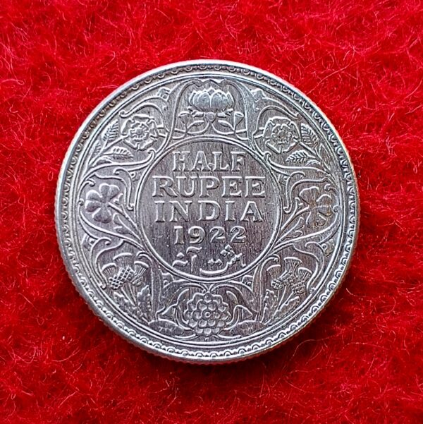 British India 1/2 Rupee - George V 1922 Silver Coin