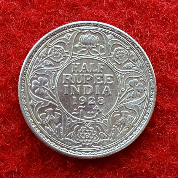 British India 1/2 Rupee - George V 1928 Silver Coin