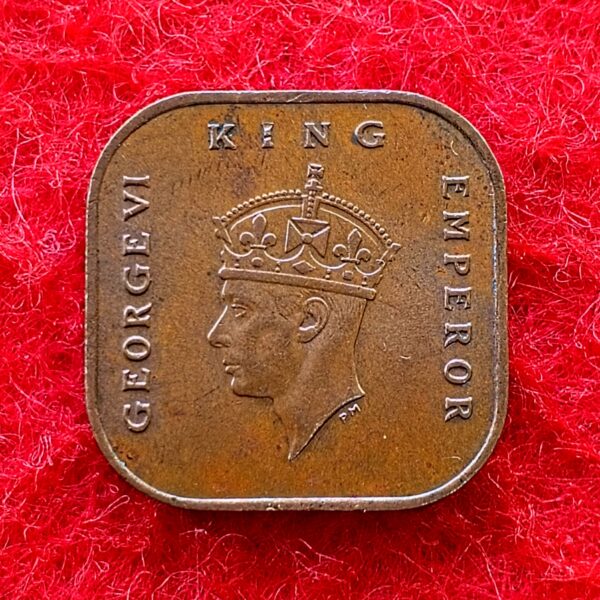 Malaya (Malaysia) 1 Cent George VI large type 1943 Coin  - Image 2