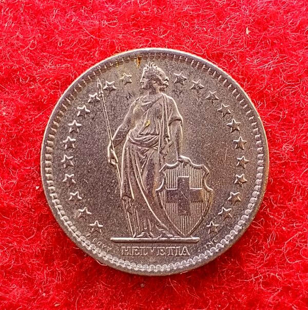 Switzerland 2 Francs Helvetia standing 1974 Coin  - Image 2