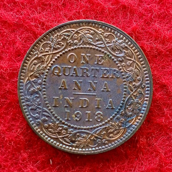 British India 1/4 Anna - George V 1918 Coin