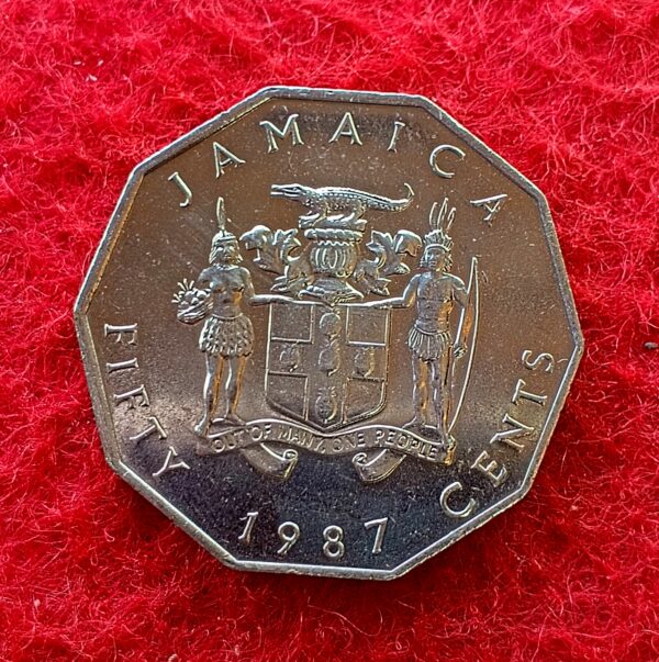 Jamaica 50 Cents Wide Legend 1987 Coin