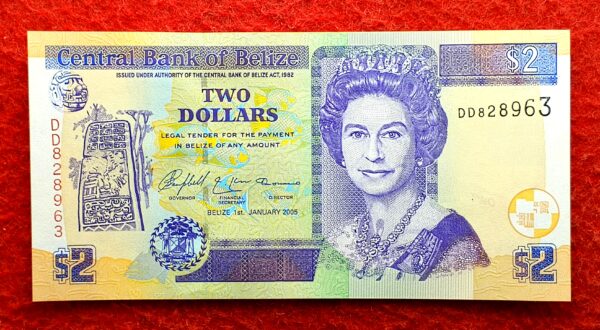 Belize 2 Dollars - Queen Elizabeth II 2005 Banknote