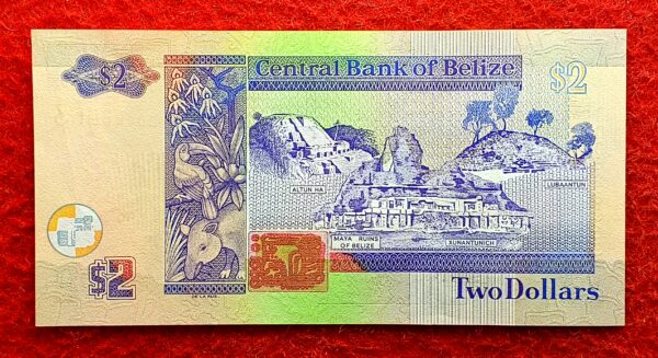 Belize 2 Dollars - Queen Elizabeth II 2005 Banknote - Image 2