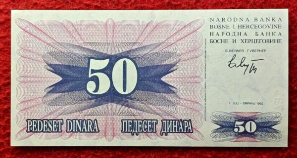 Bosnia and Herzegovina 50 Dinara 1992 Banknote