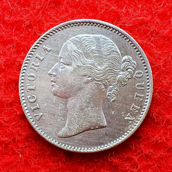 British India 1 Rupee - Queen Victoria 1840 Silver Coin (Dividing a legend on both sides) - Image 2