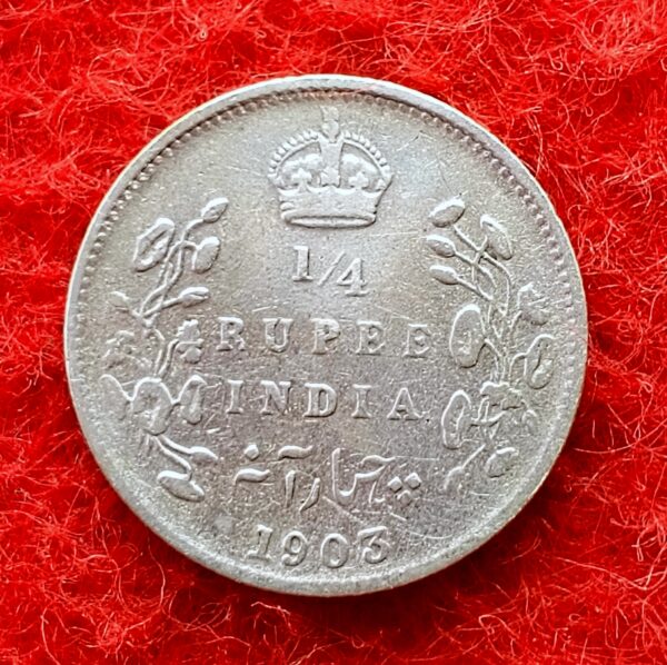 British India 1/4 Rupee - Edward VII 1903 Silver Coin