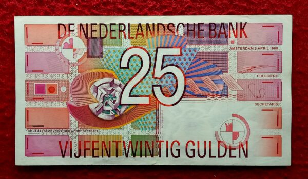 Netherlands 25 Gulden Red Robin 1989 Banknote