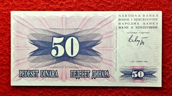 Bosnia and Herzegovina 50 Dinara 1992 Banknote