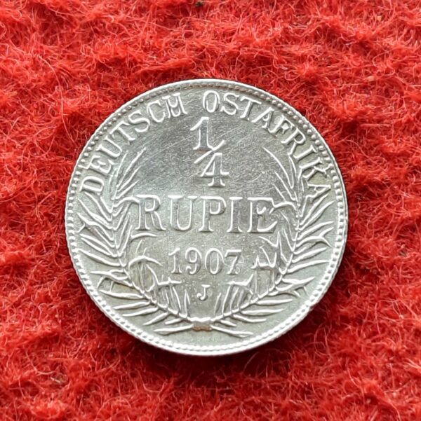 German East Africa 1/4 Rupie - Wilhelm II 1907 Silver Coin