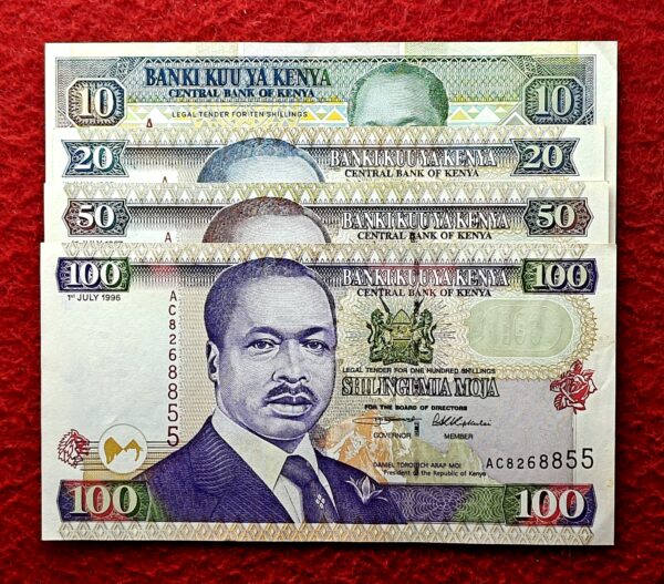 Kenya - Set of 4 Different All Different Issue Banknotes (10,20,50,100)