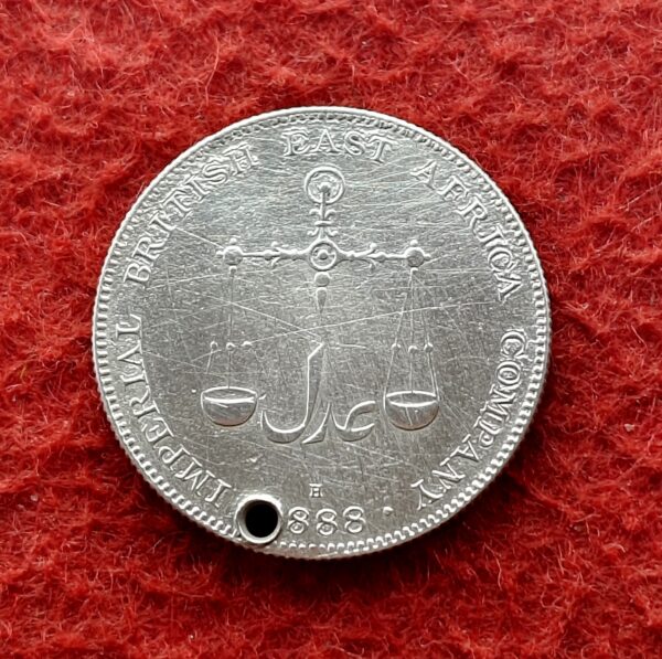 Mombasa (Kenya) 1 Rupee 1888 Silver Coin (With Hole) - Image 2