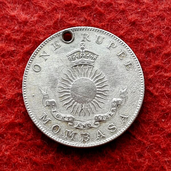 Mombasa (Kenya) 1 Rupee 1888 Silver Coin (With Hole)