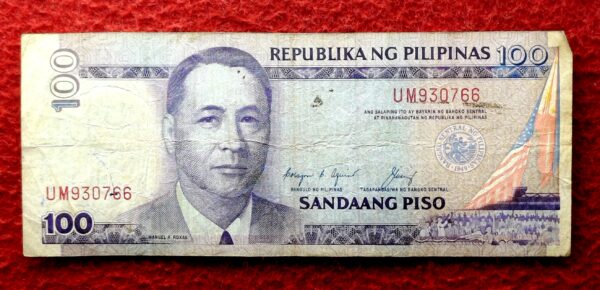 Philippines 100 Piso President Manuel A. Roxas Banknote