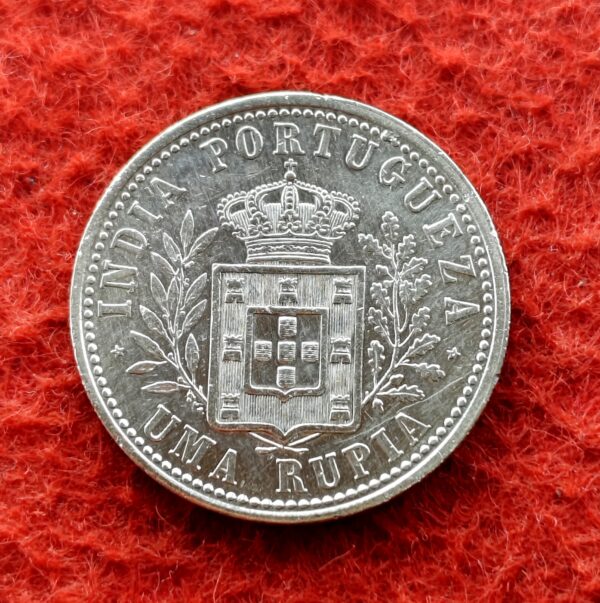 Portuguese India 1 Rupia - Charles I Lisboa Mint 1903 Silver Coin