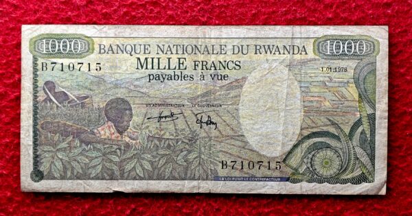 Rwanda 1000 Francs Tea Harvest 1978 Banknote