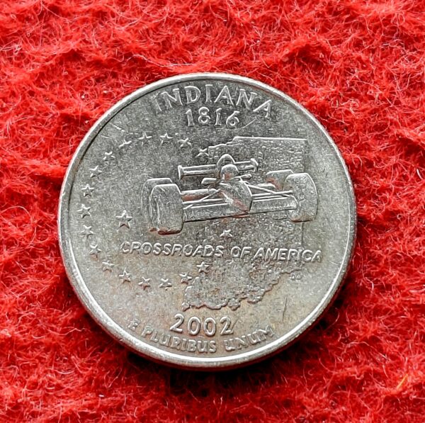 United States (USA) 1/4  Dollar “Washington Quarter”  Indiana 2002 Coin P (Mint of Philadelphia)