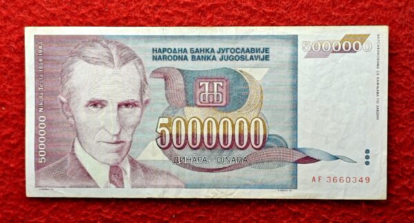 Yugoslavia 5000000 Dinara 1993 Banknote