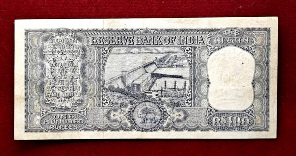 100 Rupees P.C.Bhattacharya Prefix “AA” Diamond Issue Banknote (AA7 063518)  - Image 2