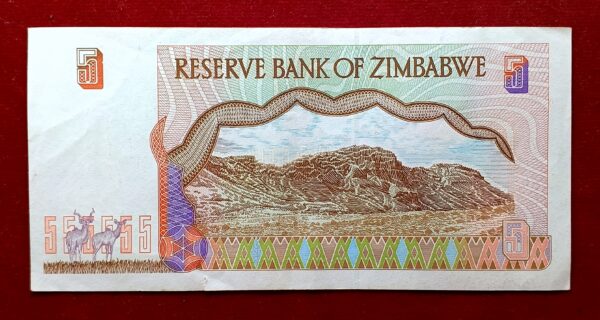 Zimbabwe 5 Dollars Chiremba Balancing Rocks 1997 Banknote - Image 2