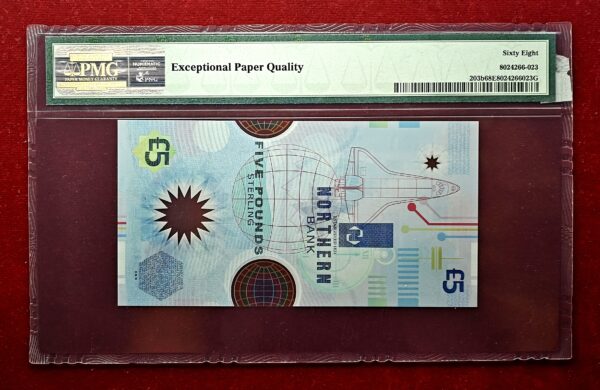 Northern Ireland 5 Pounds Northern Bank - Millennium 2000 Commemorative Polymer Banknote (PMG) Graded 68 Superb Gem UNC EPQ - Image 2