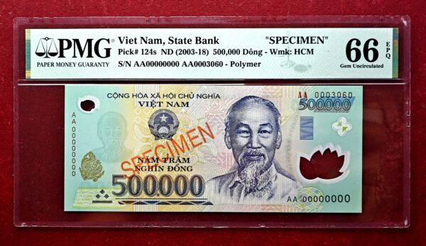 Vietnam 500000 Dong "Specimen" Polymer Banknote (PMG) Graded 66 Gem Uncirculated EPQ