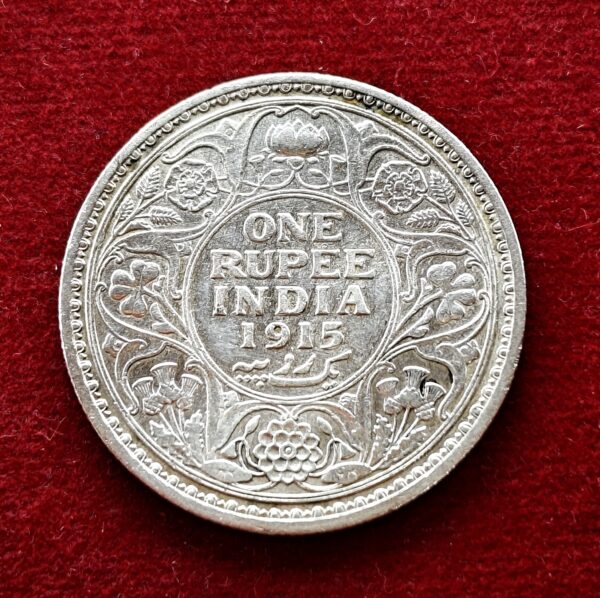 British India 1 Rupee - George V 1915 Silver Coin