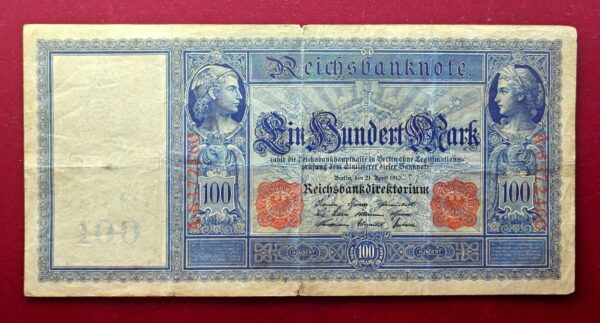 Germany 100 Mark Reichsbanknote Red Seals 1910 Banknote