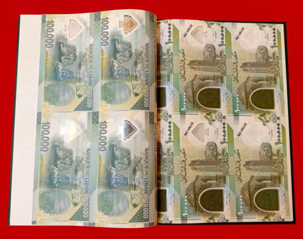 The Bank of Lebanon - Lebanese Commemorative Banknotes of 100,000 Livres (Polymer) Pre-Printing Stage to Post-Printing Stage Book - Image 6