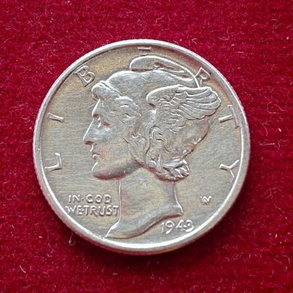 United States (USA) 1 Dime “Mercury Dime” 1943 Silver Coin