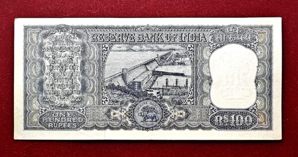 100 Rupees P.C.Bhattacharya Prefix “AA” Diamond Issue Banknote (AA24 325152)  - Image 2