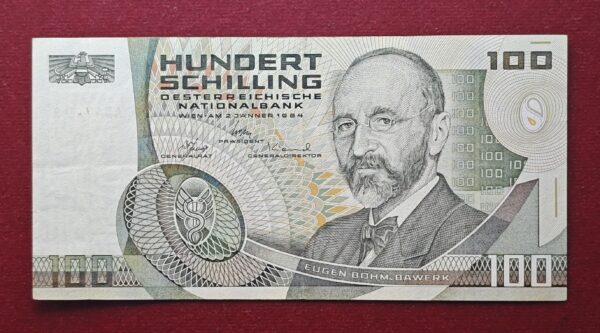 Austria 100 Schilling Eugen Von Bohm-Bawerk 1984 Banknote