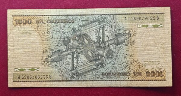 Brazil 1000 Cruzeiros 2nd Edition 1st family Banknote - Image 2