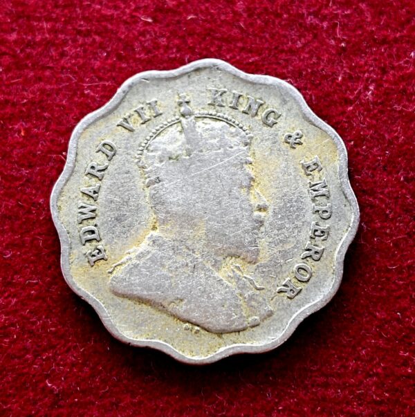 British India 1 Anna Edward VII 1908 Coin  - Image 2