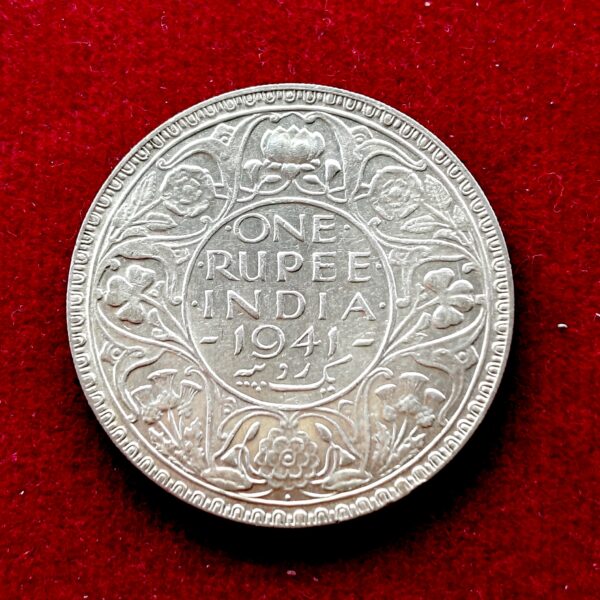 British India 1 Rupee - George VI 1941 Silver Coin 