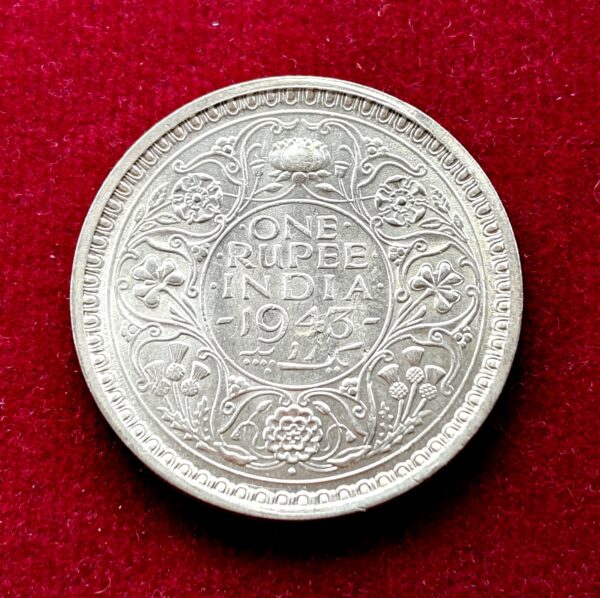 British India 1 Rupee - George VI 1943 Silver Coin 