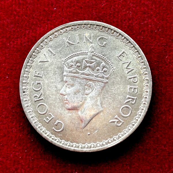 British India 1 Rupee - George VI 1943 Silver Coin  - Image 2