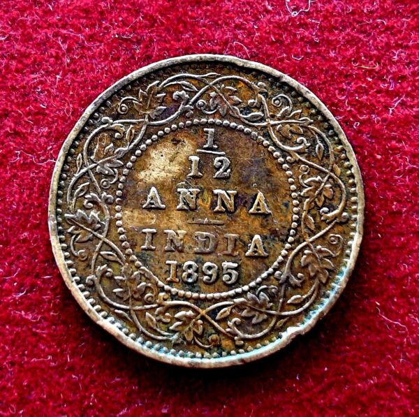 British India 1/12 Anna Victoria Empress 1895 Coin 