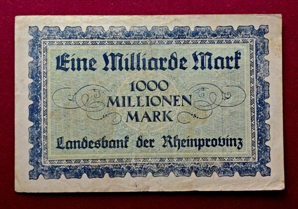 City of Rheinprovinz 1000 Millionen Mark 1923 Banknote - Image 2