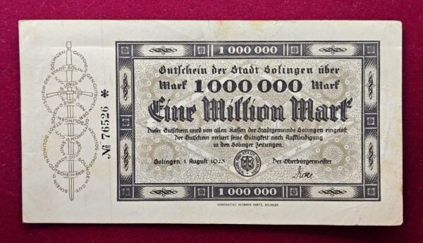 City of Solingen 1000 000 Mark 1923 Banknote