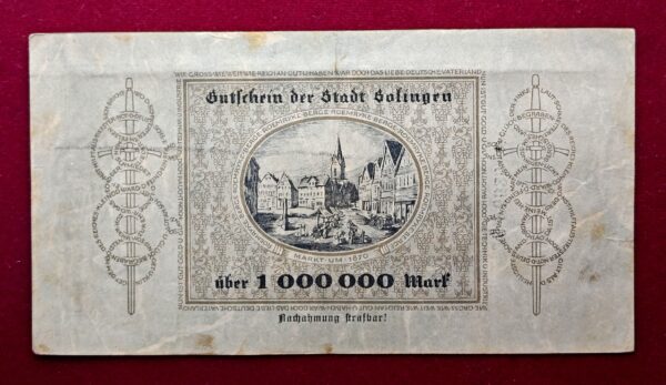 City of Solingen 1000 000 Mark 1923 Banknote - Image 2