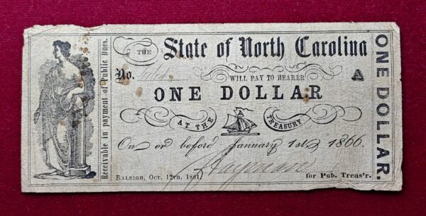 Confederate States (United States) 1 Dollar State of North Carolina 1861 Note