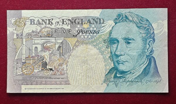 England (UK) 5 Pounds - Queen Elizabeth II 1990 Banknote - Image 2