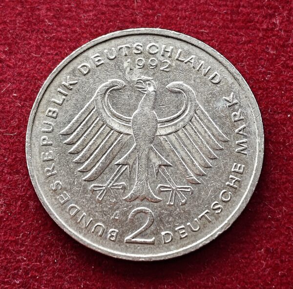 Federal Republic of Germany 2 Deutsche Mark Ludwig Erhard 1988 Coin - Image 2