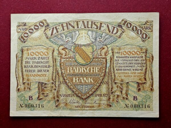 Federal state of Baden 10000 Mark Badische Bank