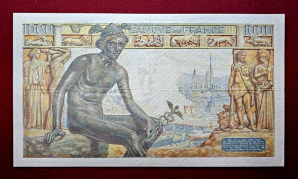 France 1000 Francs - Goddess Demeter 1942 Banknote - Image 2